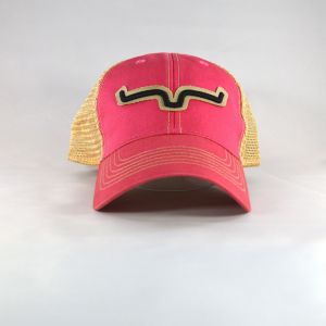 Kimes Ranch Vintage Trucker Horns Applique Pink Snapback Hat